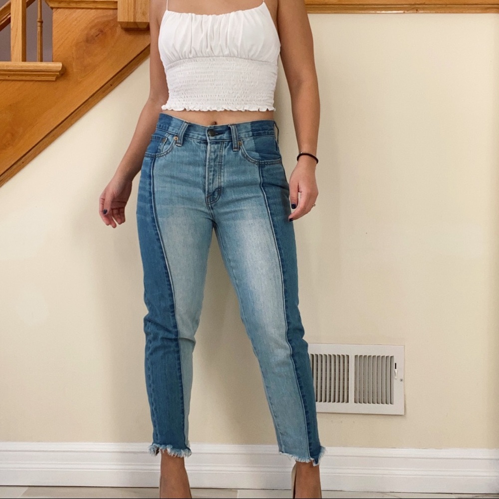 Two Tone Denim “Vintage High Rise” Jeans